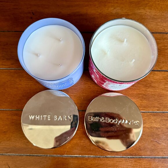 NEW 2-Pc Eucalyptus Snowfall & Cranberry & Eucalyptus 3-Wick 14.5 oz Candles BBW - Picture 2 of 5